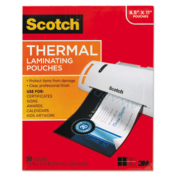 Scotch™ Letter Size Thermal Laminating Pouches, 3 mil, 11 1/2 x 9, 50/Pack