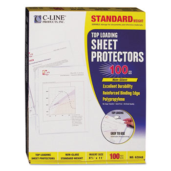 C-Line&#174; Standard Weight Polypropylene Sheet Protector, Non-Glare, 2&quot;, 11 x 8 1/2, 100/BX
