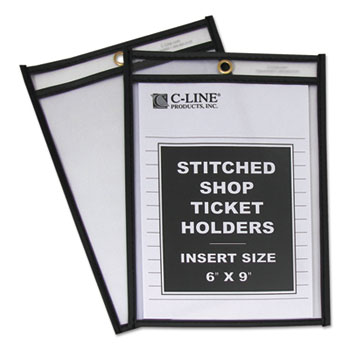 C-Line&#174; Shop Ticket Holders, Stitched, Both Sides Clear, 50&quot;, 6 x 9, 25/BX
