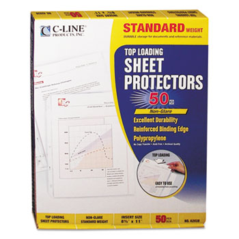C-Line&#174; Standard Weight Polypropylene Sheet Protector, Non-Glare, 2&quot;, 11 x 8 1/2, 50/BX