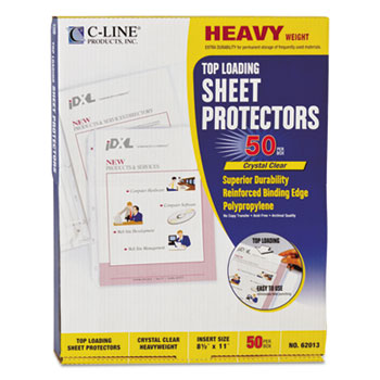 C-Line&#174; Heavyweight Polypropylene Sheet Protector, Clear, 2&quot;, 11 x 8 1/2, 50/BX
