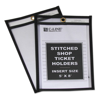 C-Line&#174; Shop Ticket Holders, Stitched, Both Sides Clear, 25&quot;, 5 x 8, 25/BX