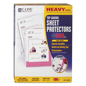 C-Line&#174; Heavyweight Polypropylene Sheet Protector, Non-Glare, 2&quot;, 11 x 8 1/2, 100/BX