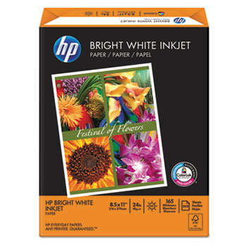 HP Bright White Inkjet Paper, 97 Brightness, 24lb, 8-1/2 x 11, 500 Sheets/Ream