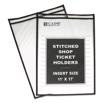 C-Line&#174; Shop Ticket Holders, Stitched, Both Sides Clear, 75&quot;, 11 x 17, 25/BX