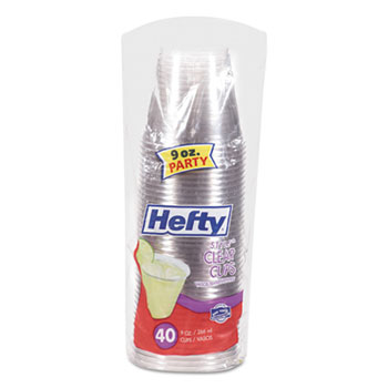Hefty Crystal Clear Plastic Party Cups, 10 oz, Clear, 36/Pack, 12 Pack/Carton