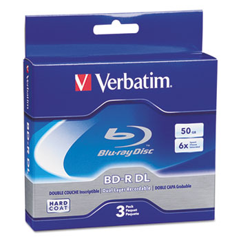 Verbatim Blu-Ray BD-R Dual-Layer, 50 GB, 3/Pk