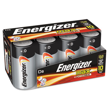 Energizer MAX Alkaline Batteries, D, 8/PK