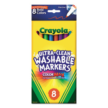 Crayola ColorMax™ Markers, Ultra-Clean Washable, Bold Colors, Fine Tip, 8/ST