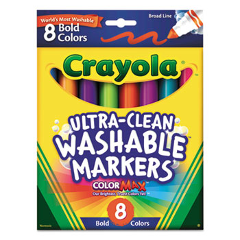 Crayola ColorMax™ Markers, Ultra-Clean Washable Bold Colors, Broad Line, 8/ST