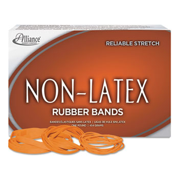 Alliance Rubber Company Non-Latex Rubber Bands, Sz. 54, Orange, Sizes 19/33/64 (Mix), 1lb Box