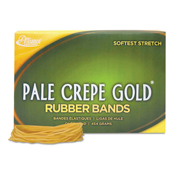 Alliance Rubber Company Pale Crepe Gold Rubber Bands, Sz. 19, 3-1/2 x 1/16, 1lb Box