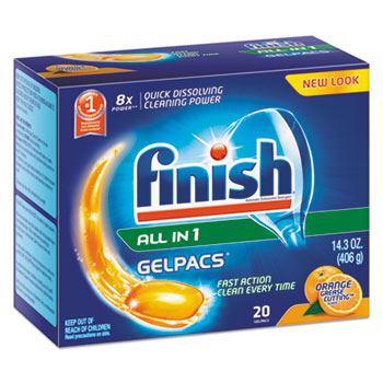 Finish&#174; Dish Detergent Gelpacs, Orange Scent, Box of 20 Gelpacs