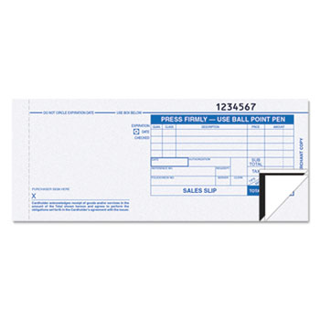 TOPS™ Credit Card Sales Slip, 7 7/8 x 3-1/4, Three-Part Carbonless, 100 Forms