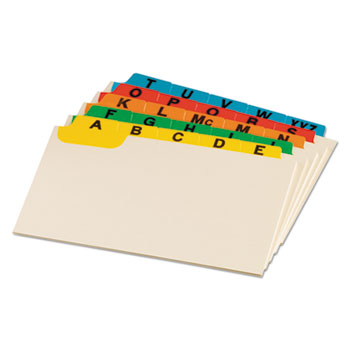 Oxford™ Laminated Tab Index Card Guides, Alpha, 1/5 Tab, Manila, 5&quot; x 8&quot;, 25/ST