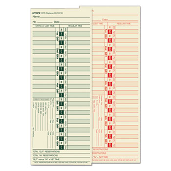 TOPS™ Time Card for Lathem, Bi-Weekly, Two-Sided, 3 1/2 x 9, 500/Box