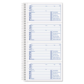 TOPS™ Spiralbound Message Book, 2 3/4 x 5, Two-Part Carbonless, 200/Book