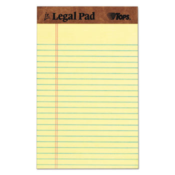 TOPS™ The Legal Pad Ruled Perforated Pads, 5 x 8, Canary, 50 Sheets, Dozen