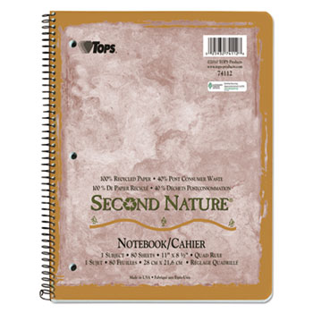 TOPS™ Second Nature Subject Wirebound Notebook, 8 1/2&quot; x 14&quot;, White, 80 Sheets