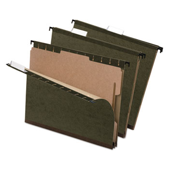 Pendaflex&#174; SureHook Reinforced Hanging Folder, 1 Divider, Letter, Standard Green, 10/Box