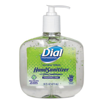 Dial&#174; Professional Antibacterial Hand Sanitizer w/Moisturizers, 16 oz. Pump Bottle, 8/Carton