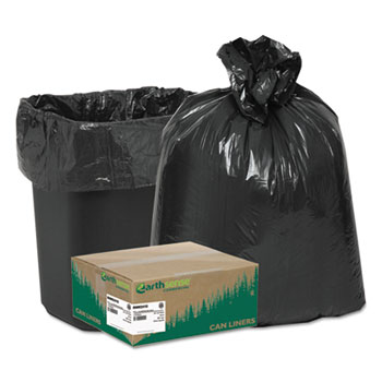 Earthsense&#174; Commercial Recycled Can Liners, 7-10gal, .65mil, 24 x 23, Black, 500/Carton