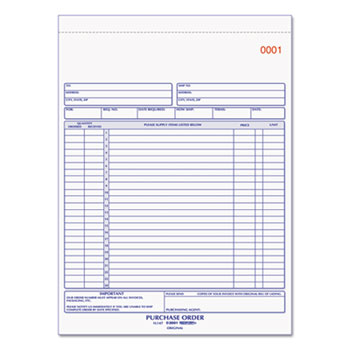 Rediform Purchase Order Book, 8 1/2 x 11, Letter, Three-Part Carbonless, 50 Sets/Book