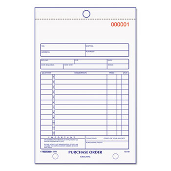 Rediform Purchase Order Book, Bottom Punch, 5 1/2 x 7 7/8, Two-Part Carbonless, 50 Forms