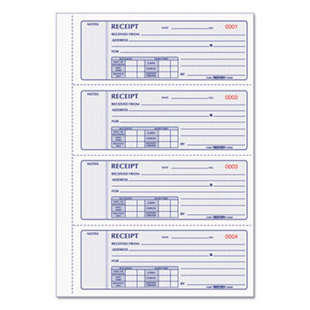 Rediform Receipt Book, 2 3/4 x 7, Triplicate with Carbons, 200 Sets/Book