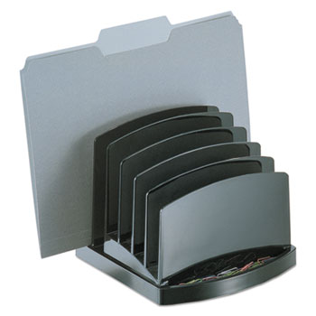 Officemate Incline Sorter, 6-Compartments, Plastic, 7.5w x 7.5d x 6.4h, Black