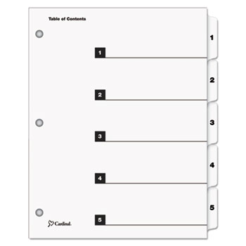 Cardinal&#174; Traditional OneStep Index System, 5-Tab, 1-5, Letter, White, 5/Set