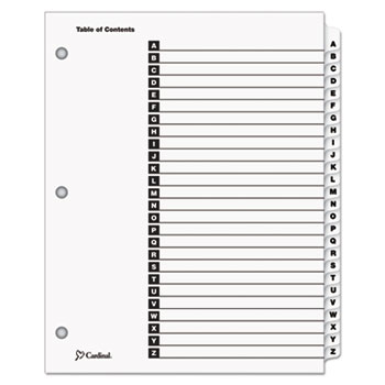 Cardinal Traditional OneStep Index System, 26-Tab, A-Z, Letter, White, 26/Set
