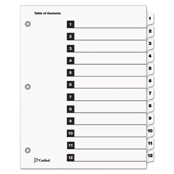 Cardinal&#174; Traditional OneStep Index System, 12-Tab, 1-12, Letter, White, 12/Set