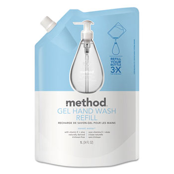 Method&#174; Gel Hand Wash Refill, Sweet Water, 34 oz Pouch, 6/Carton