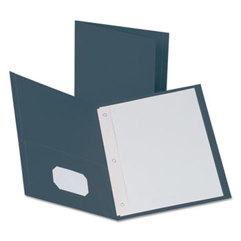 Oxford™ Twin-Pocket Folders with 3 Fasteners, Letter, 1/2&quot; Capacity, Dark Blue, 25/Box