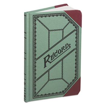 Boorum &amp; Pease Miniature Account Book, Green/Red Canvas Cover, 208 Pages, 9 1/2 x 6