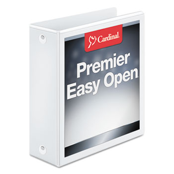 Cardinal Premier Easy Open ClearVue Locking Round Ring Binder, 3&quot; Cap, 11 x 8 1/2, White