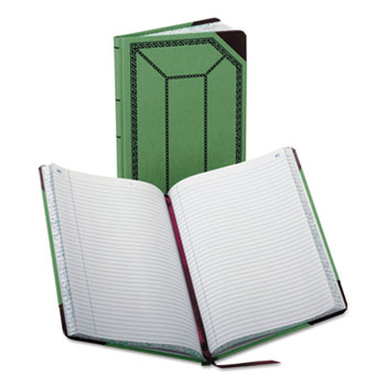Boorum &amp; Pease Record/Account Book, Record Rule, Green/Red, 150 Pages, 12 1/2 x 7 5/8