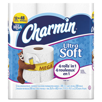 Charmin&#174; Ultra Soft Bathroom Tissue, 2-Ply, 4 x 3.92, 284/Roll, 12 Roll/Pack, 4 Pk/Ctn