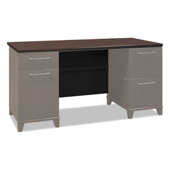 Bush Business Furniture Enterprise Collection 60W Double Pedestal Desk, Mocha Cherry (Box 2 of 2)