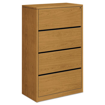 HON 10500 Series Four-Drawer Lateral File, 36w x 20d x 59-1/8h, Harvest