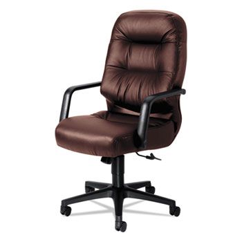 HON 2090 Pillow-Soft Series Executive Leather High-Back Swivel/Tilt Chair, Burgundy