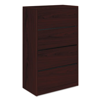 HON 10500 Series Four-Drawer Lateral File, 36w x 20d x 59-1/8h, Mahogany