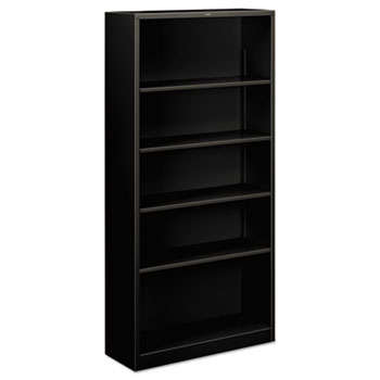 HON&#174; Metal Bookcase, Five-Shelf, 34-1/2w x 12-5/8w x 71h, Black