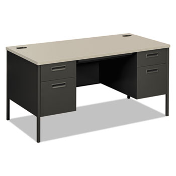 HON Metro Classic Double Pedestal Desk, 60w x 30d x 29 1/2h, Gray Patterned/Charcoal