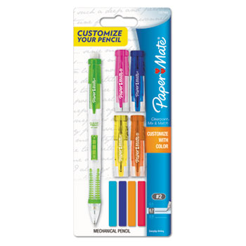 Paper Mate&#174; Clearpoint Mix &amp; Match Mechanical Pencil, 0.7 mm, Assorted Color Tops