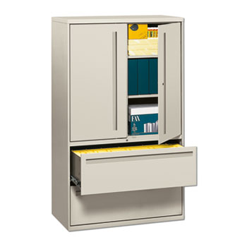 HON 700 Series Lateral File w/Storage Cabinet, 42w x 19-1/4d, Light Gray