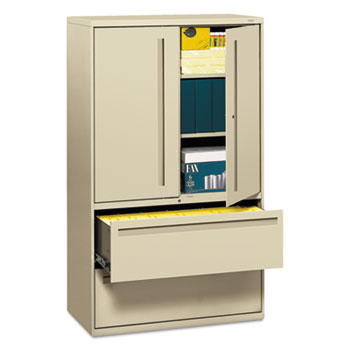 HON 700 Series Lateral File w/Storage Cabinet, 42w x 19-1/4d, Putty