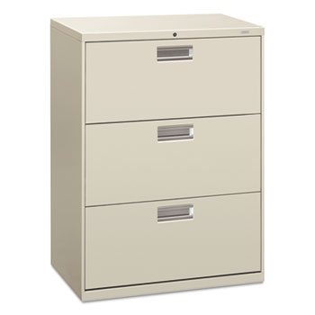 HON 600 Series Three-Drawer Lateral File, 30w x 19-1/4d, Light Gray