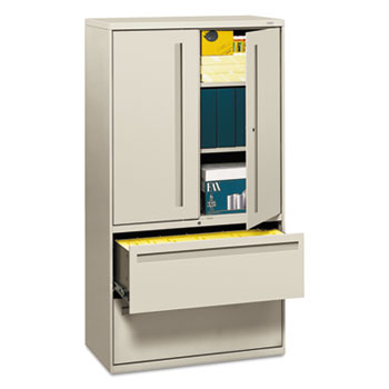 HON 700 Series Lateral File w/Storage Cabinet, 36w x 19-1/4d, Light Gray
